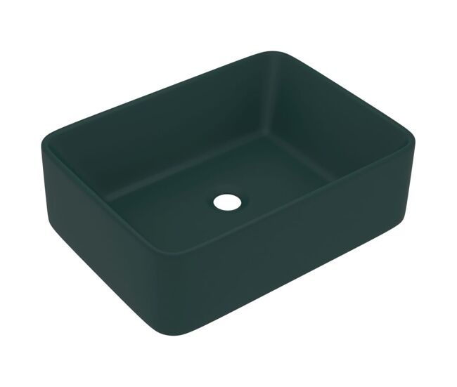 Vidaxl lavabo de lujo cerámica verde oscuro mate 41x30x12 cm