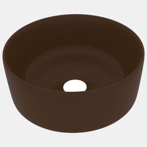 vidaXL Lavatório luxuoso redondo 40x15cm cerâmica castanho-escuro mate