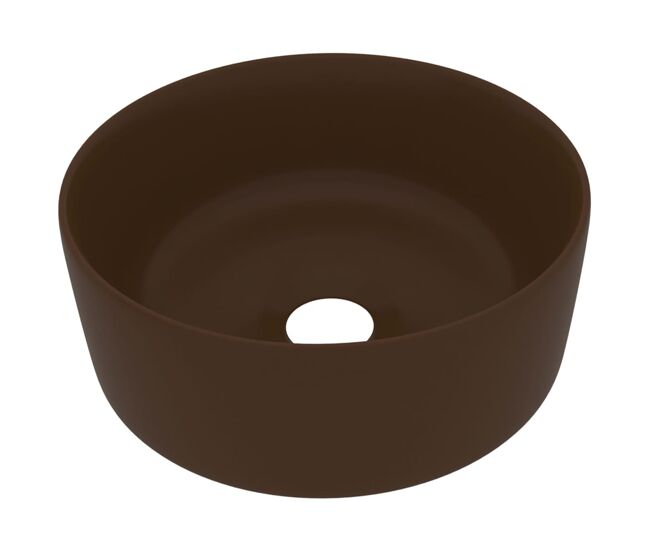 Vidaxl lavabo de lujo redondo cerámica marrón oscuro mate 40x15 cm