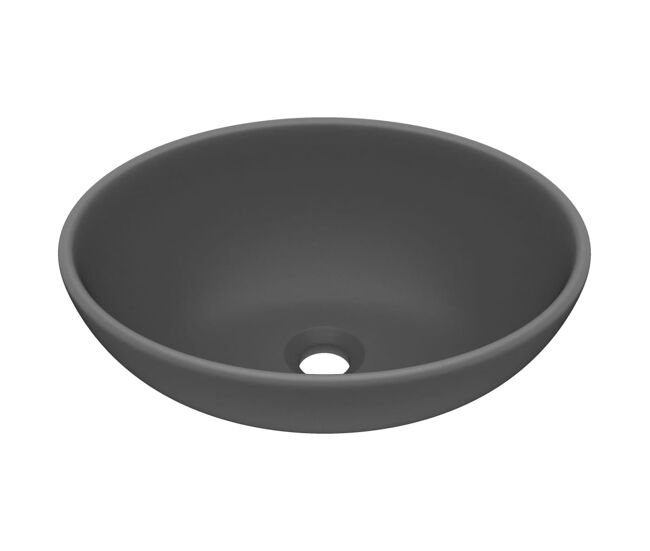 Vidaxl lavabo de lujo ovalado cerámica gris oscuro mate 40x33 cm