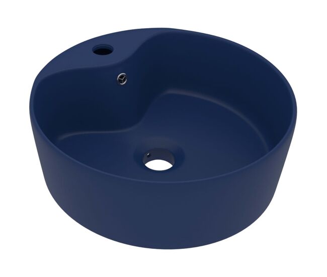 Vidaxl lavabo lujo con rebosadero cerámica azul oscuro mate 36x13 cm