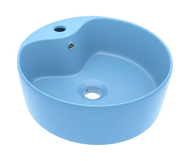 Vidaxl lavabo lujo con rebosadero cerámica azul claro mate 36x13 cm