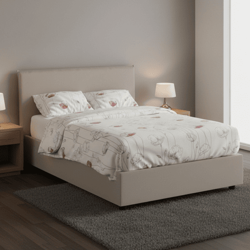 Cama quadrada e meia de tecido