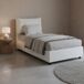 Cama de solteiro de tecido 95x205 Cama de solteiro de tecido 95x205 Blanco