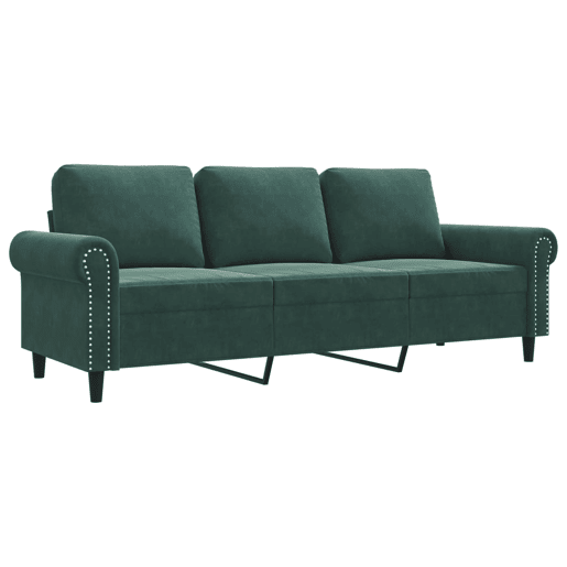 vidaXL Sofá de 3 lugares 180 cm veludo verde-escuro