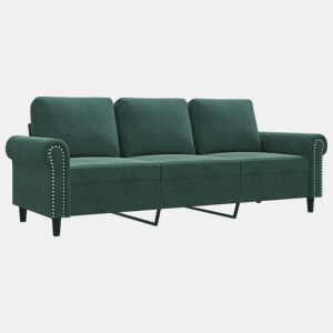 vidaXL Sofá de 3 lugares 180 cm veludo verde-escuro