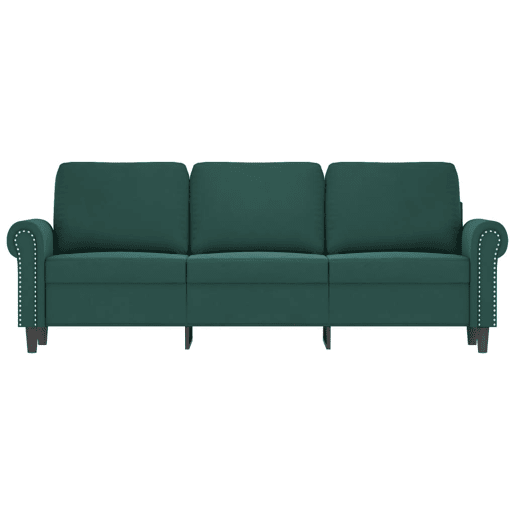 vidaXL Sofá de 3 lugares 180 cm veludo verde-escuro