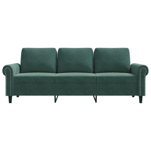 vidaXL Sofá de 3 lugares 180 cm veludo verde-escuro