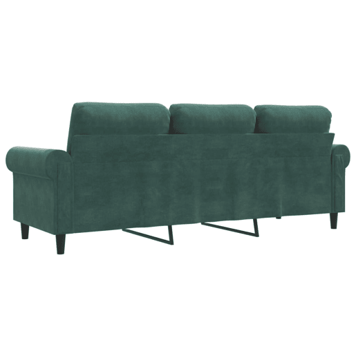vidaXL Sofá de 3 lugares 180 cm veludo verde-escuro