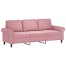vidaXL Sofá de 3 lugares 180 cm veludo rosa