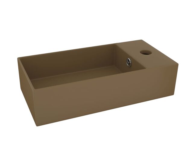 Vidaxl lavabo con rebosadero cerámica crema mate