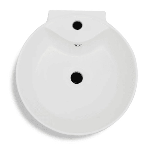 Lavatório c suporte e orifício p torneiratransbordo redondo branco Lavatório c suporte e orifício p torneiratransbordo redondo branco
