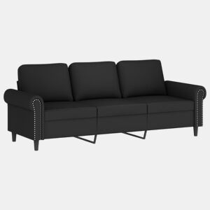 vidaXL Sofá de 3 lugares 180 cm veludo preto