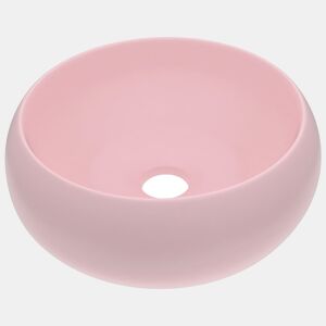 vidaXL Lavatório luxuoso redondo 40x15 cm cerâmica rosa mate