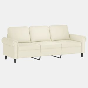 vidaXL Sofá de 3 lugares 180 cm veludo cor creme