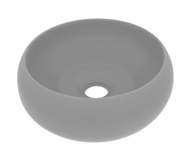 Vidaxl lavabo de lujo redondo cerámica gris claro mate 40x15 cm