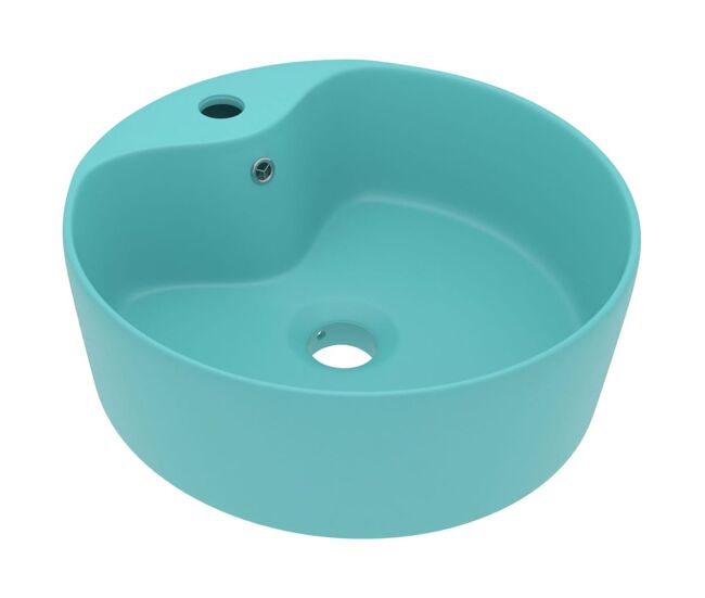 Vidaxl lavabo lujo con rebosadero cerámica verde claro mate 36x13 cm