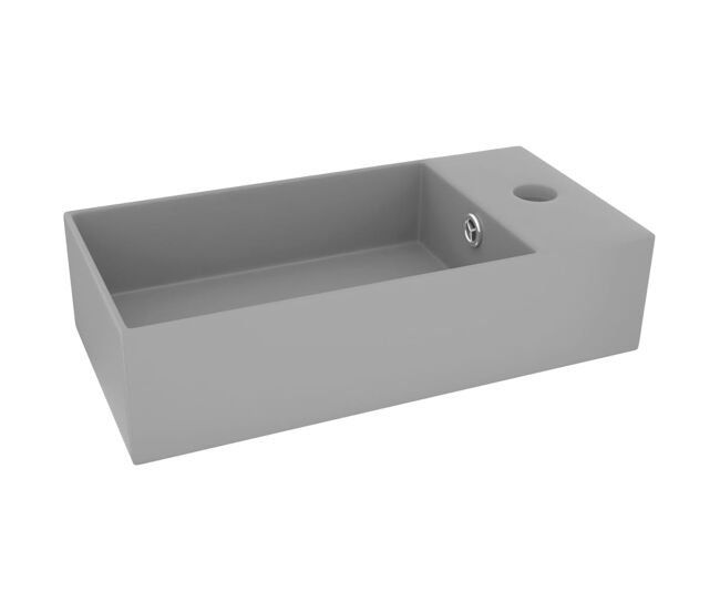 Vidaxl lavabo con rebosadero cerámica gris claro