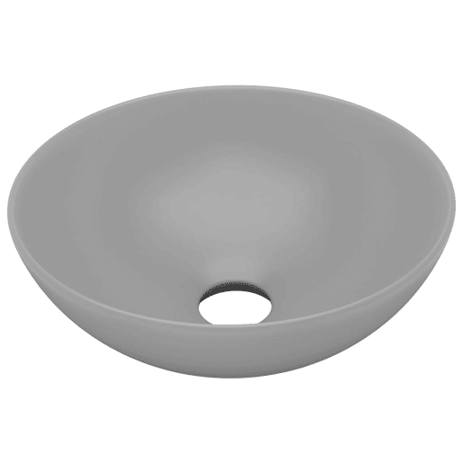vidaXL Lavatório de casa banho redondo cerâmica cinzento-claro vidaXL Lavatório de casa banho redondo cerâmica cinzento-claro