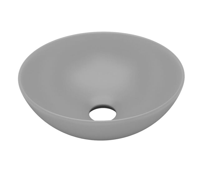 Vidaxl lavabo de cuarto de baño redondo cerámica gris claro