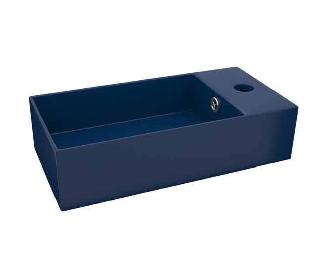 Vidaxl lavabo con rebosadero cerámica azul oscuro