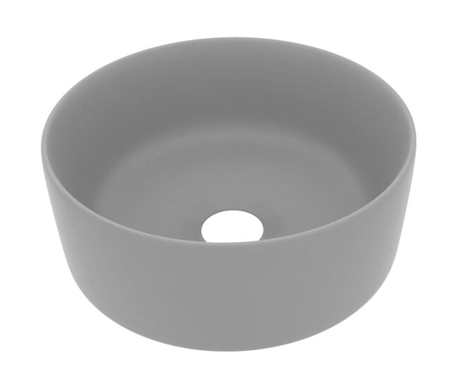 Vidaxl lavabo de lujo redondo cerámica gris claro mate 40x15 cm