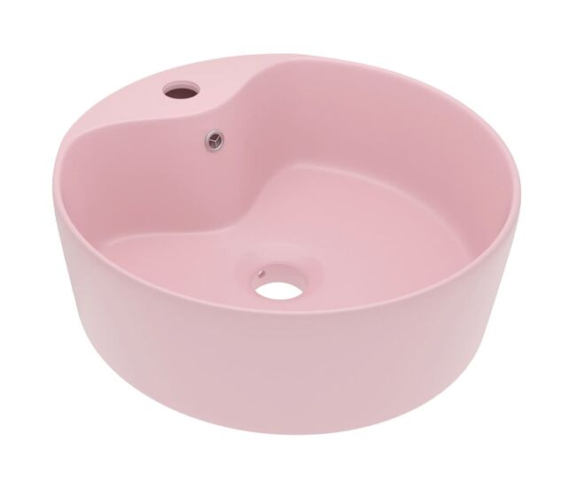 Vidaxl lavabo lujo con rebosadero cerámica rosa mate 36x13 cm
