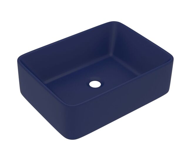 Vidaxl lavabo de lujo de cerámica azul oscuro mate 41x30x12 cm