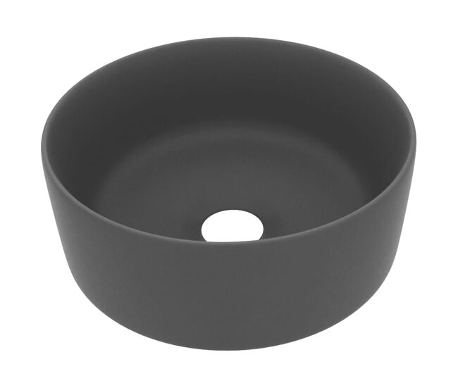 Vidaxl lavabo de lujo redondo cerámica gris oscuro mate 40x15 cm