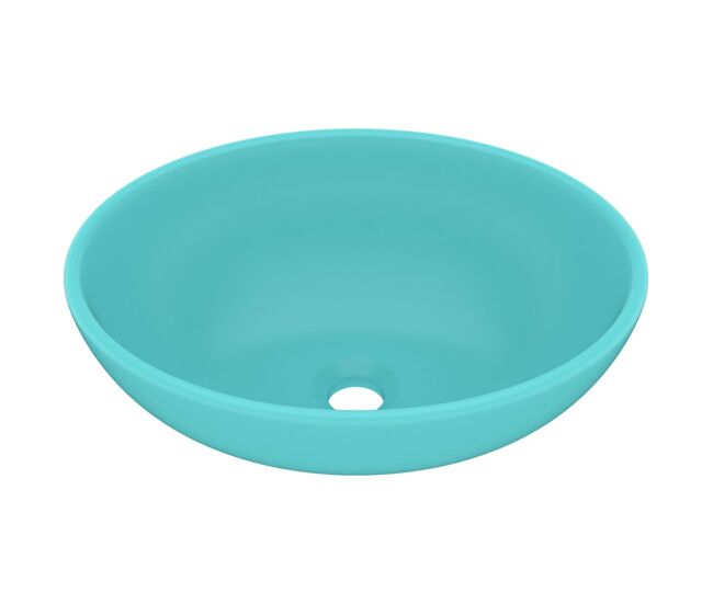 Vidaxl lavabo de lujo ovalado cerámica verde claro mate 40x33 cm