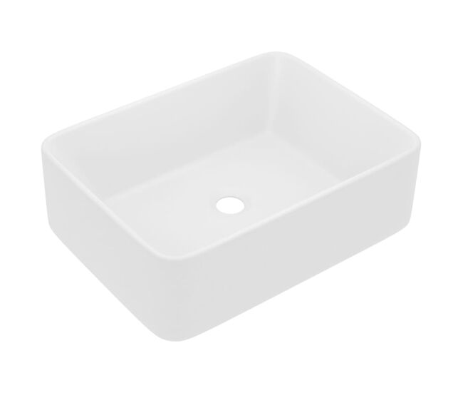 Vidaxl lavabo de lujo de cerámica blanco mate 41x30x12 cm