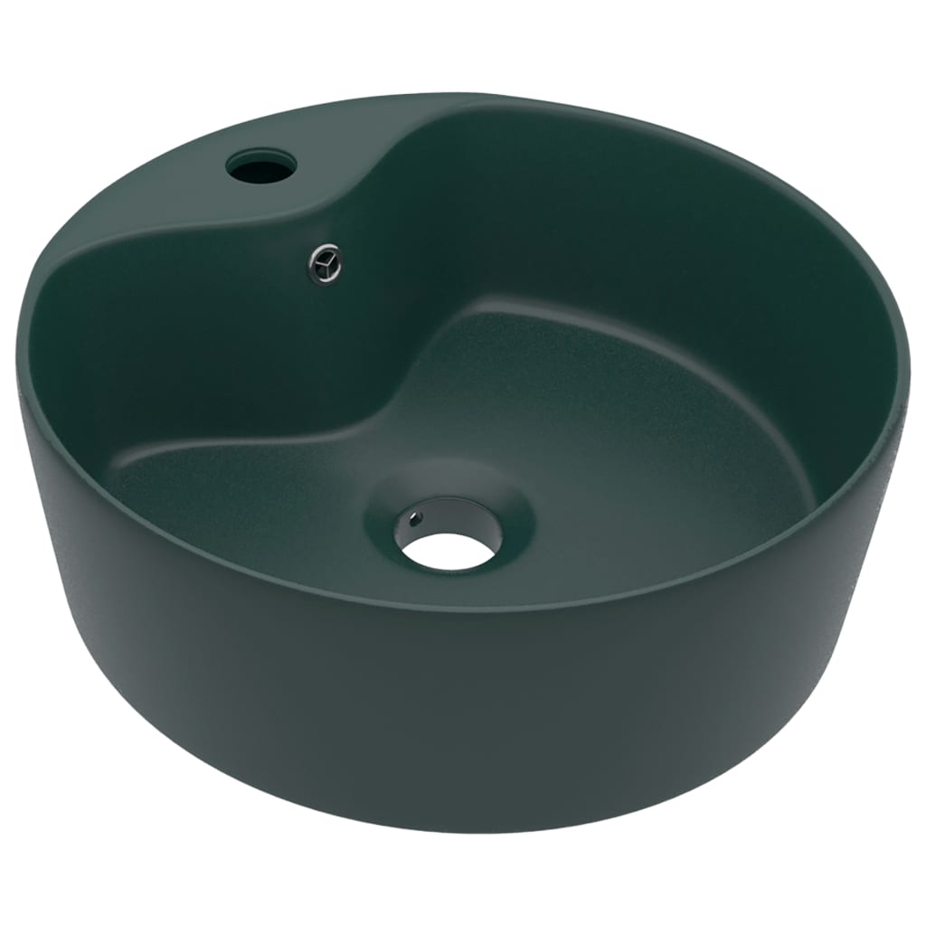 Lavabo lujoso con rebosadero cerámica Verde Oscuro