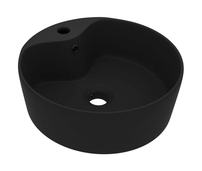 Vidaxl lavabo lujoso con rebosadero cerámica negro mate 36x13 cm