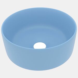 vidaXL Lavatório luxuoso redondo 40x15 cm cerâmica azul-claro mate