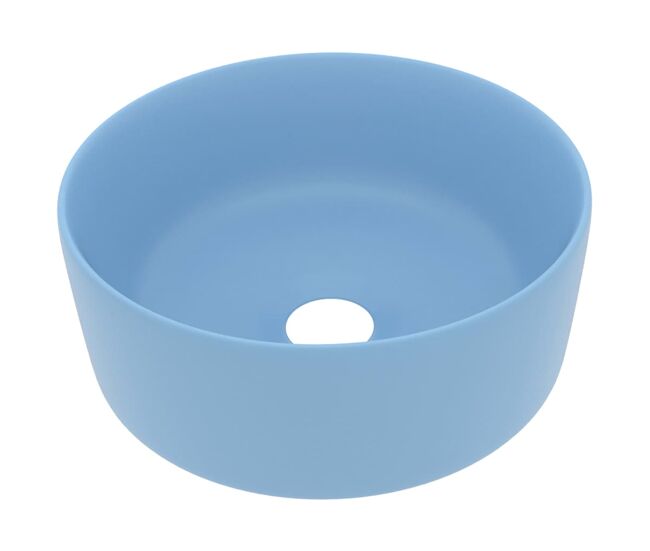 Vidaxl lavabo de lujo redondo cerámica azul claro mate 40x15 cm