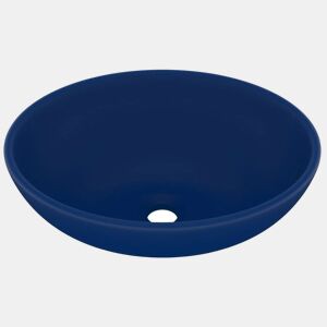 vidaXL Lavatório luxuoso oval 40x33cm cerâmica azul-escuro mate