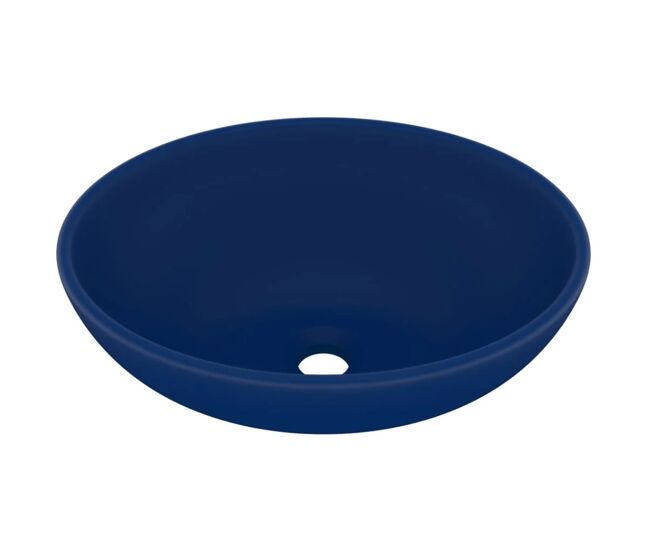 Vidaxl lavabo de lujo ovalado cerámica azul oscuro mate 40x33 cm