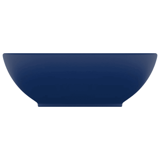 vidaXL Lavatório luxuoso oval 40x33cm cerâmica azul-escuro mate