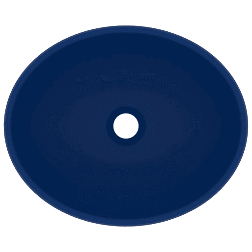 vidaXL Lavatório luxuoso oval 40x33cm cerâmica azul-escuro mate