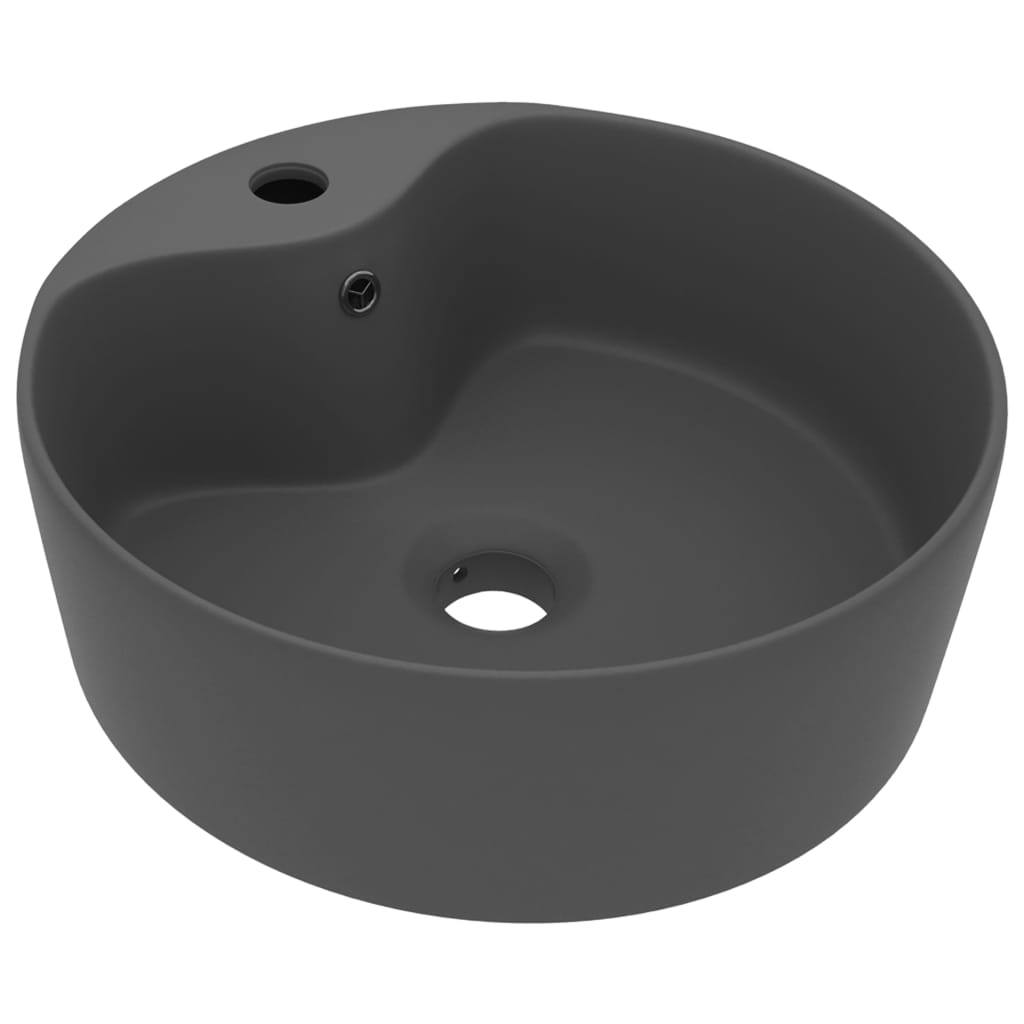 Lavabo lujoso con rebosadero cerámica Gris Oscuro