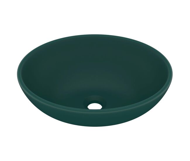 Vidaxl lavabo de lujo ovalado cerámica verde oscuro mate 40x33 cm