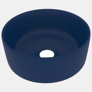 vidaXL Lavatório luxuoso redondo 40x15cm cerâmica azul-escuro mate