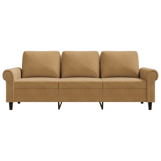 vidaXL Sofá de 3 lugares 180 cm veludo castanho vidaXL Sofá de 3 lugares 180 cm veludo castanho