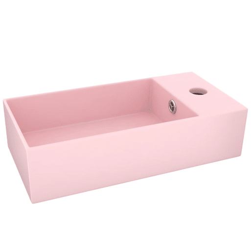 vidaXL Lavatório WC c extravasamento cerâmica rosa mate vidaXL Lavatório WC c extravasamento cerâmica rosa mate