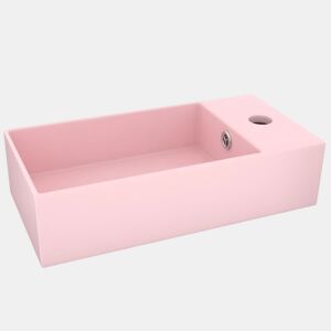 vidaXL Lavatório WC c extravasamento cerâmica rosa mate