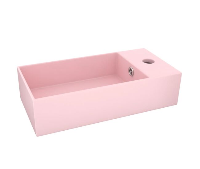 Vidaxl lavabo con rebosadero cerámica rosa mate