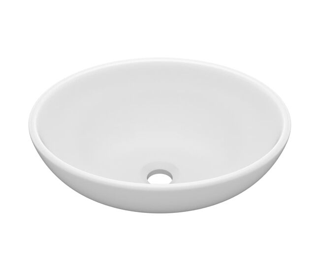 Vidaxl lavabo de lujo ovalado cerámica blanco mate 40x33 cm