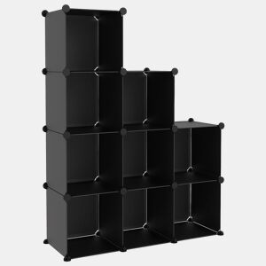 vidaXL Organizador de arrumação com 9 cubos PP preto