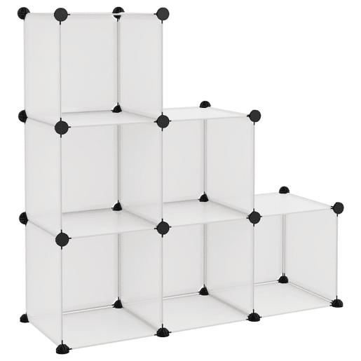 vidaXL Organizador de arrumação com 6 cubos PP transparente