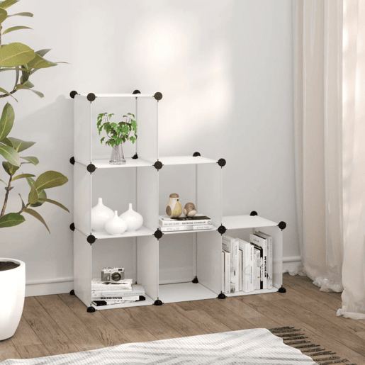 vidaXL Organizador de arrumação com 6 cubos PP transparente
